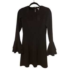 Parker Black Orlando Fit & Flare Long Sleeve Dress Size 0